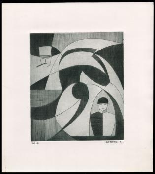 Abstracte ets van de Belgische kunstenaar Léon Smets kopen