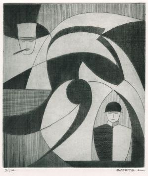 Genummerde ets van Léon Smets (Mechelse kunstenaar)