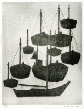 Boten of schepen, kunstwerk op papier