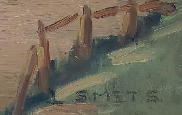 Schilderij, aardenweg naar de hoeve