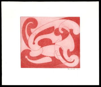Abstracte ets geëtst door Mechelse kunstenaar Léon Smets