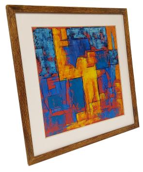 Geometrische abstractie, blauw/geel