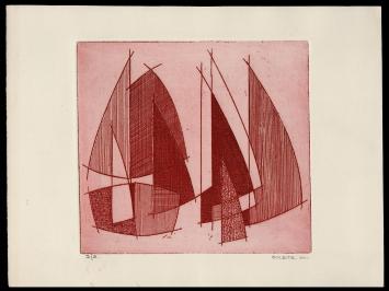 Abstracte ets geëtst door Mechelse kunstenaar Léon Smets