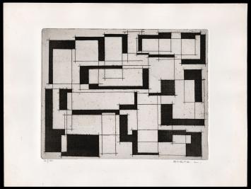 Abstract kunstwerk geëtst door Mechelse kunstenaar Léon Smets