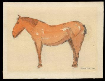 Kleine aquarel van de Mechelse kunstenaar Léon Smets