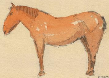 De Belgische schlder Léon Smets met een paard