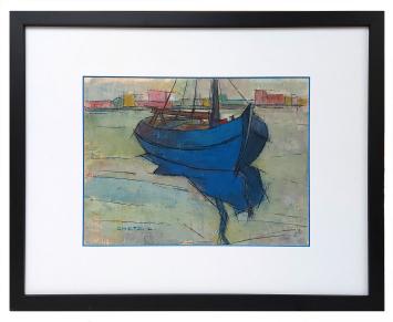 Boot op zee geschilderd door de kunstschilder Léon Smets