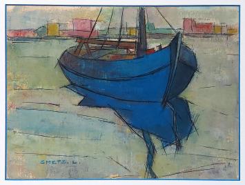 Schilderij kopen van L. Smets, boot aan de kust