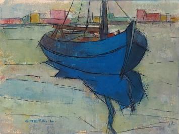 De Belgische schilder Léon Smets met een gouache
