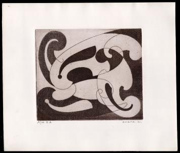 Abstracte ets geëtst door Mechelse kunstenaar Léon Smets