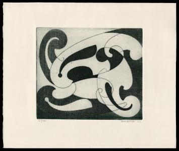 Abstracte ets geëtst door Mechelse kunstenaar Léon Smets