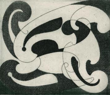 De Belgische etser Léon Smets met een grafisch kunstwerkje