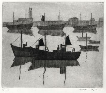 Genummerde ets van Léon Smets (Mechelse kunstenaar)