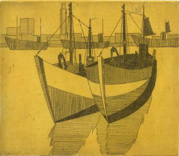 De Mechelse etser Léon Smets met een grafisch werkje