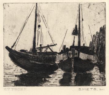 Kleine gravure van Léon Smets (Mechelse kunstenaar)