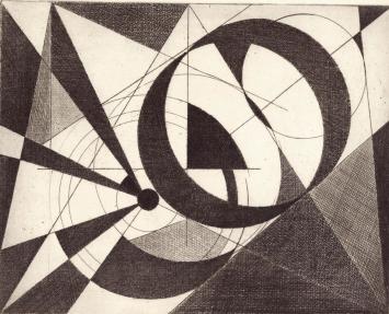 De Belgische etser Léon Smets met een grafisch kunstwerkje