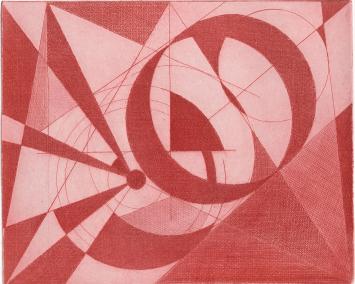 De Belgische etser Léon Smets met een grafisch kunstwerkje