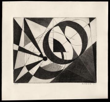 Abstracte ets geëtst door Mechelse kunstenaar Léon Smets