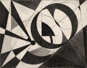 De Belgische etser Léon Smets met een grafisch kunstwerkje