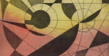 Figuratief abstract kunstwerk op papier