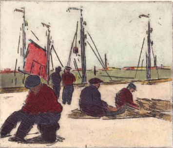 De Belgische graficus Léon Smets met een burijngravure