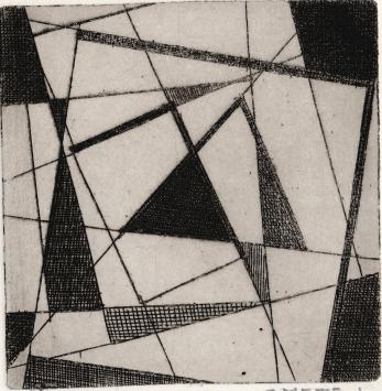 De Belgische etser Léon Smets met een grafisch kunstwerk