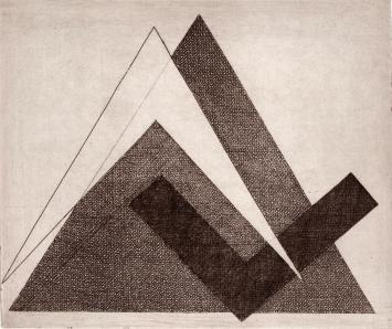 De Belgische etser Léon Smets met een kunstwerkje op papier