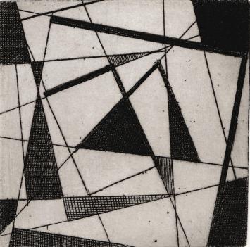 De Belgische etser Léon Smets met een grafisch kunstwerk