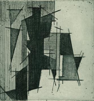 De Belgische etser Léon Smets met een grafisch kunstwerkje