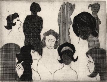 De Belgische etser Léon Smets met een grafisch kunstwerkje