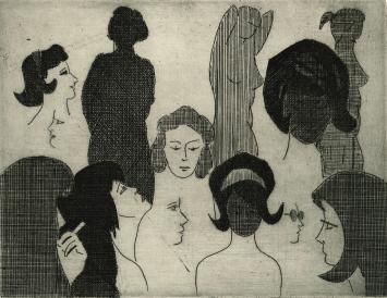 De Belgische etser Léon Smets met een grafisch kunstwerkje