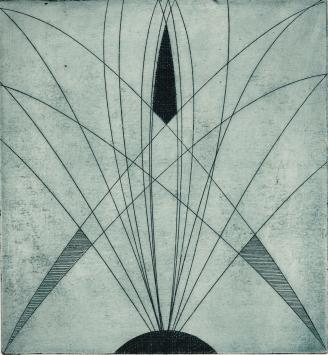 De Belgische etser Léon Smets met een grafisch kunstwerkje