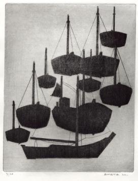 Boten of schepen, kunstwerk op papier