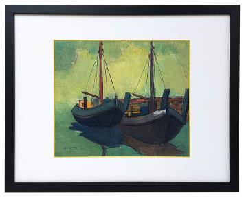 Boten geschilderd door de kunstschilder Léon Smets
