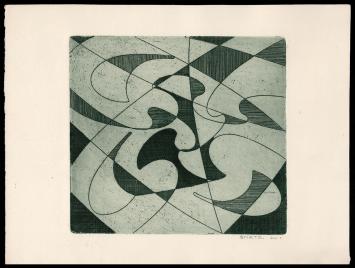 Abstract werk geëtst door Mechelse etserLéon Smets
