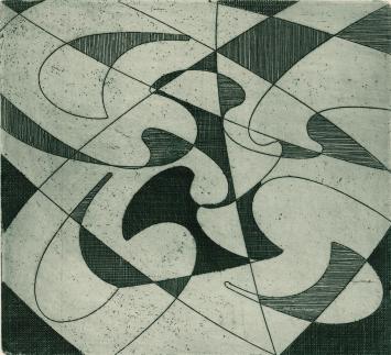 De Belgische etser Léon Smets met een grafisch kunstwerkje