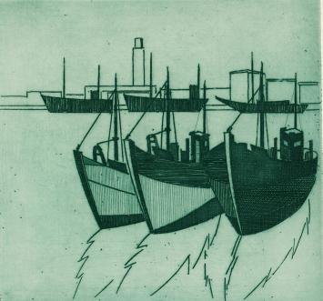 De Belgische etser Léon Smets  met een ets