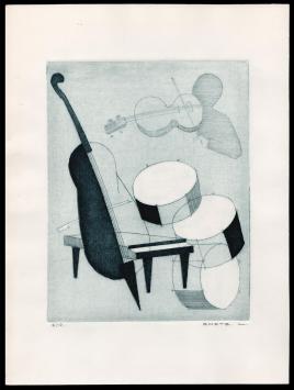 Het orkest geëtst door Mechelse kunstenaar Léon Smets