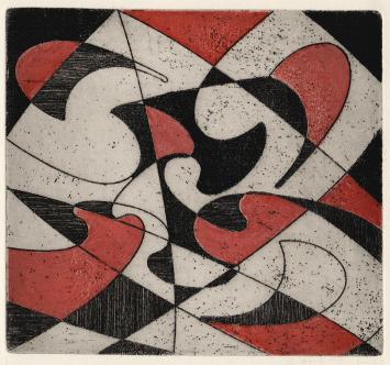 Een gesigneerde abstracte ets van Léon Smets
