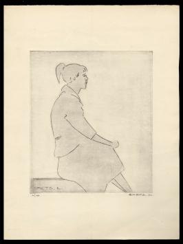 Kunstwerkje op papier, zittend meisje