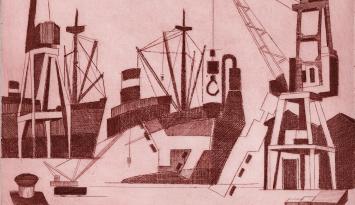 Kranen en boten in de haven