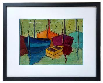 Boten geschilderd door de kunstschilder Léon Smets
