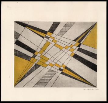 Abstracte ets geëtst door Mechelse kunstenaar Léon Smets