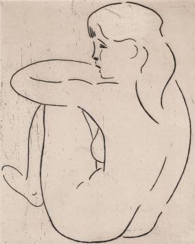 De Belgische etser Léon Smets  met een ets