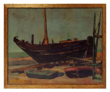 Boten, schilderij van de Belgische kunstschilder Léon Smets