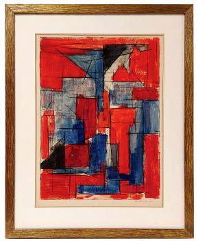 Abstract schilderij van de Belgische kunstschilder Léon Smets