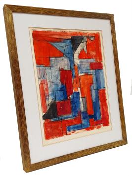 Geometrische abstractie, zwart, rood en blauw