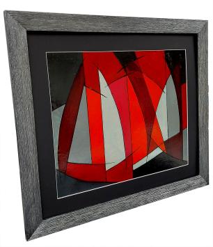 Abstract kunstwerk, zeilen en zeilboten