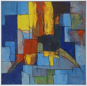 Schilderij van L. Smets in een zwart kader