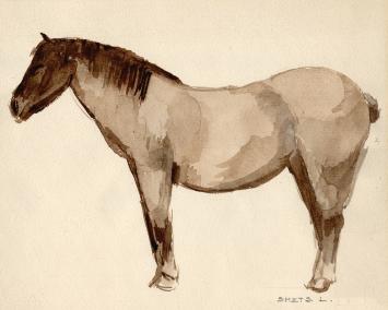 De Belgische schlder Léon Smets met een aquarel